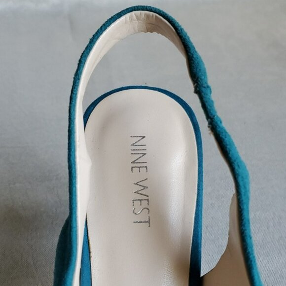 NINE WEST Teal Suede Leather Upper Slingback Heels SIZE: 9M - Picture 9 of 14